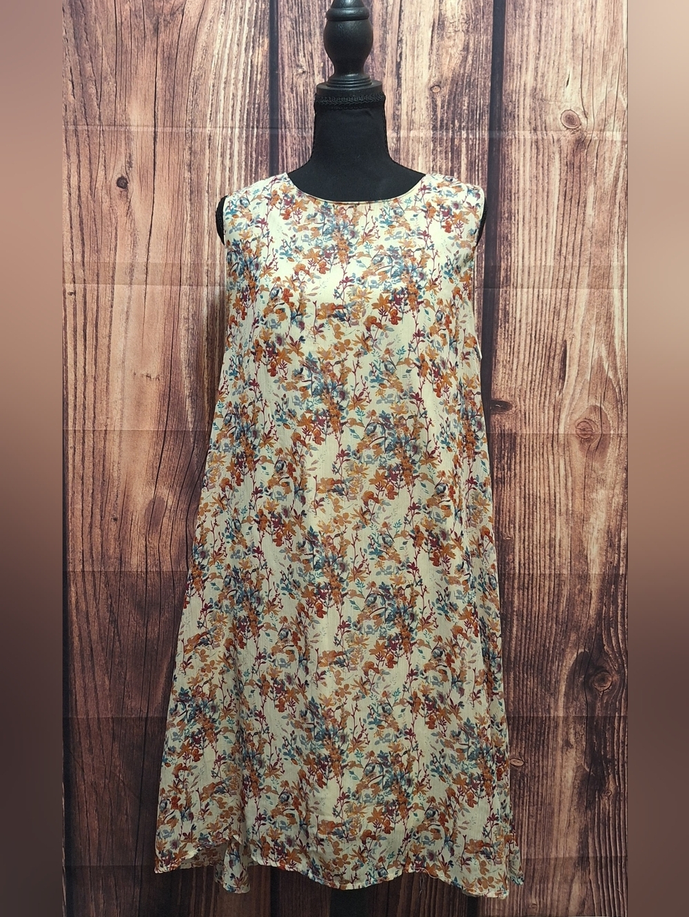 Wrangler Floral Mini Dress in Cream, Brown & Blue